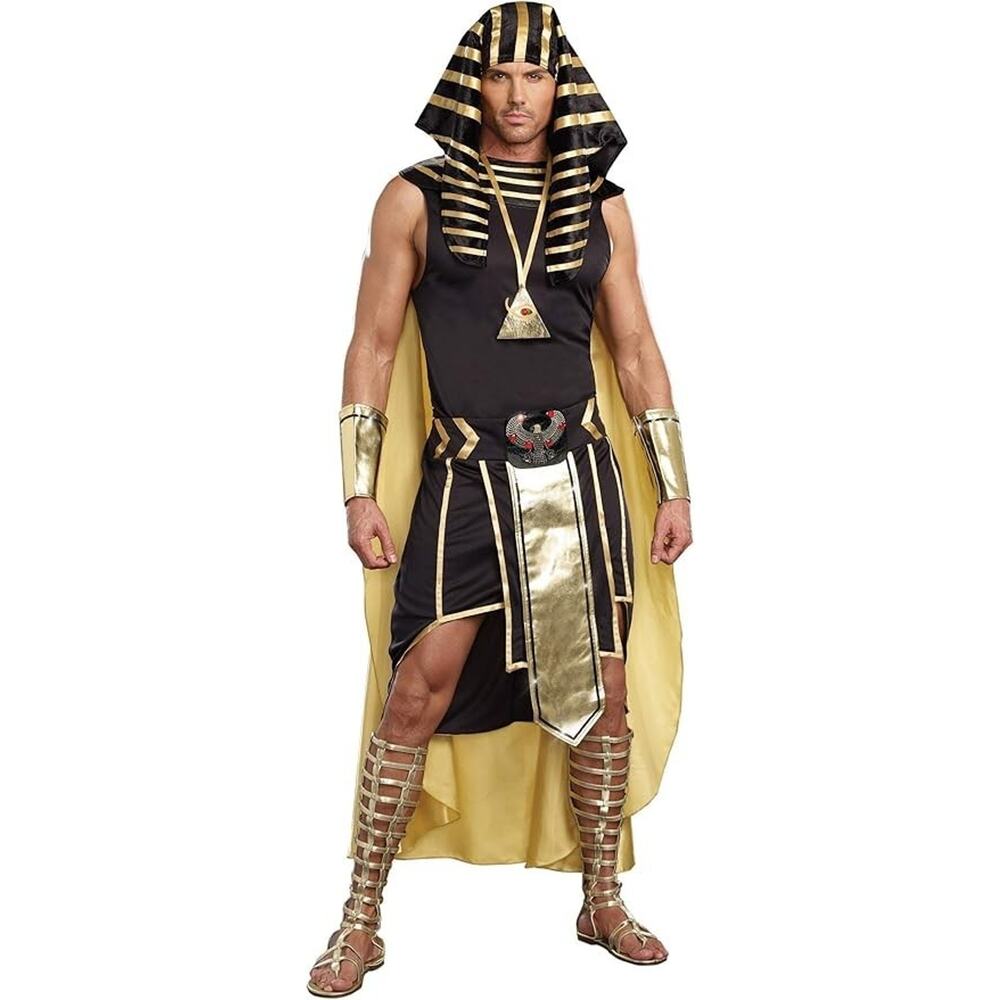 Dreamguy King Of Egypt Pharaoh Costume‎ Mens Medium Black Gold Fashion Tut